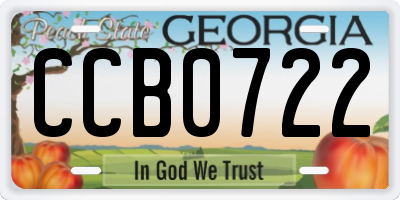 GA license plate CCB0722