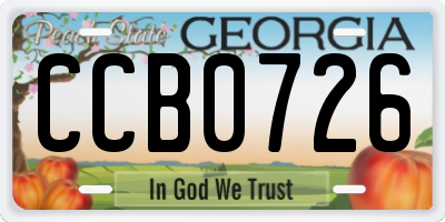 GA license plate CCB0726
