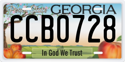 GA license plate CCB0728