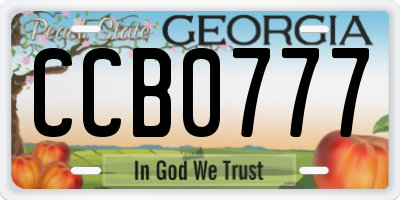 GA license plate CCB0777