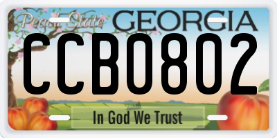 GA license plate CCB0802