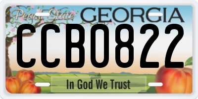GA license plate CCB0822