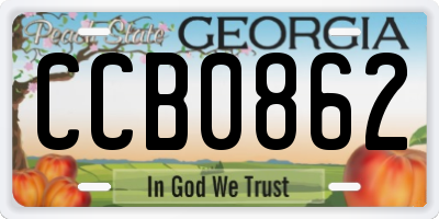 GA license plate CCB0862