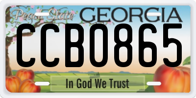 GA license plate CCB0865
