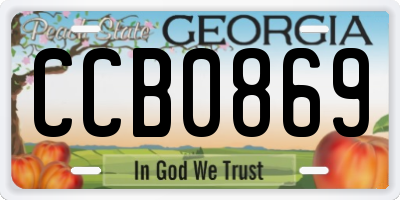 GA license plate CCB0869