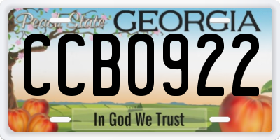 GA license plate CCB0922