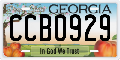 GA license plate CCB0929