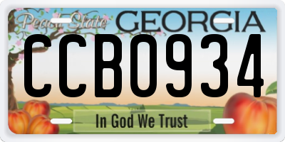 GA license plate CCB0934