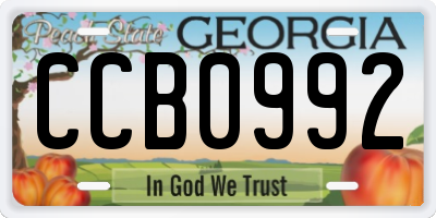 GA license plate CCB0992