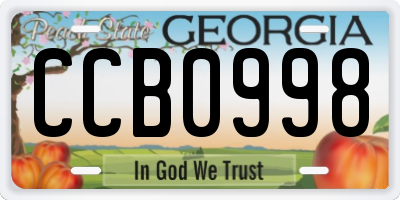 GA license plate CCB0998
