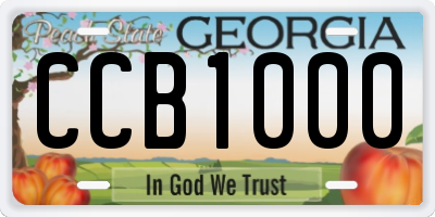 GA license plate CCB1000