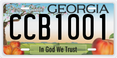 GA license plate CCB1001