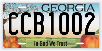GA license plate CCB1002