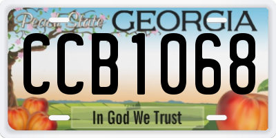 GA license plate CCB1068