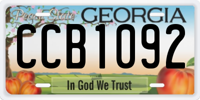GA license plate CCB1092