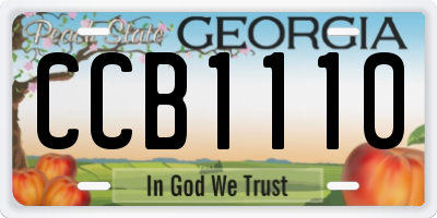 GA license plate CCB1110