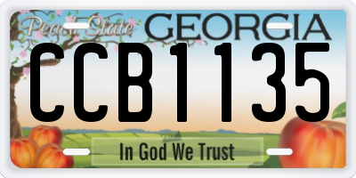 GA license plate CCB1135
