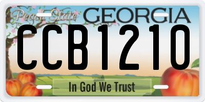 GA license plate CCB1210