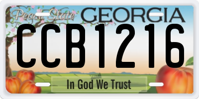 GA license plate CCB1216