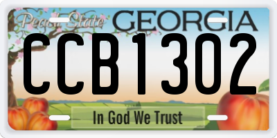GA license plate CCB1302