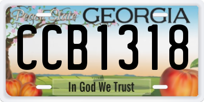 GA license plate CCB1318