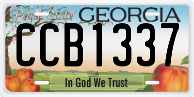 GA license plate CCB1337