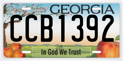 GA license plate CCB1392