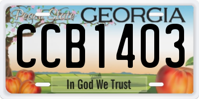 GA license plate CCB1403