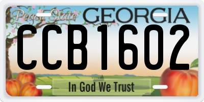GA license plate CCB1602