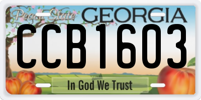 GA license plate CCB1603