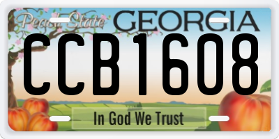 GA license plate CCB1608