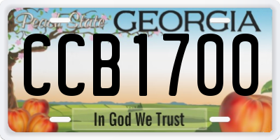 GA license plate CCB1700