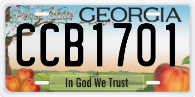 GA license plate CCB1701
