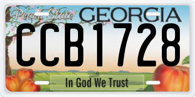 GA license plate CCB1728