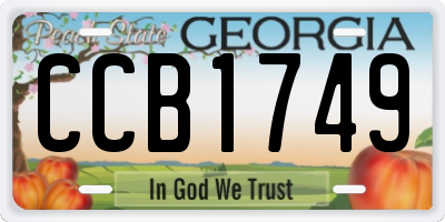 GA license plate CCB1749