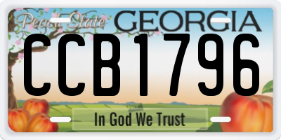 GA license plate CCB1796