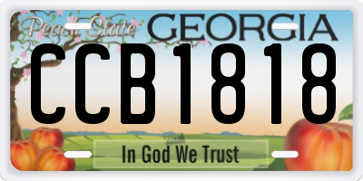 GA license plate CCB1818