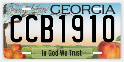 GA license plate CCB1910