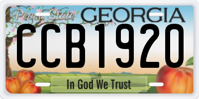 GA license plate CCB1920