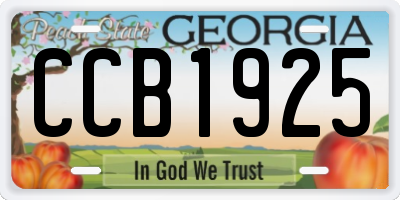 GA license plate CCB1925