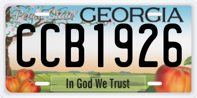 GA license plate CCB1926