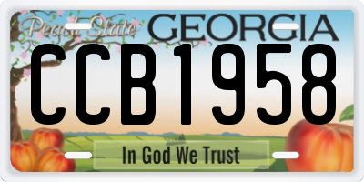 GA license plate CCB1958