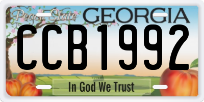GA license plate CCB1992