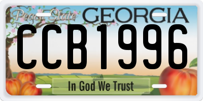 GA license plate CCB1996