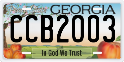 GA license plate CCB2003