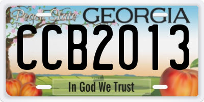 GA license plate CCB2013