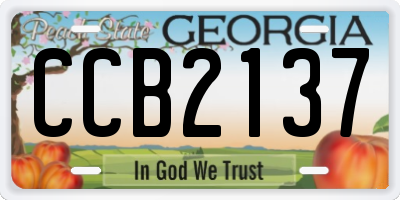 GA license plate CCB2137