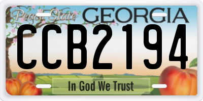 GA license plate CCB2194