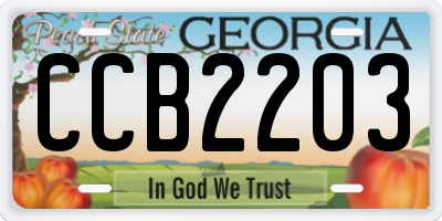 GA license plate CCB2203