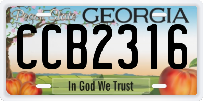 GA license plate CCB2316